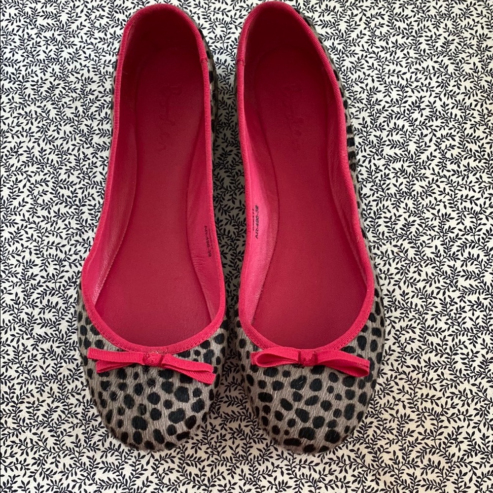 Boden Pink and Gray Flats with Bow Detail